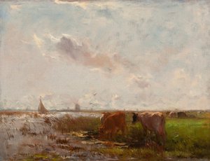 Vacas en un paisaje de pólder
